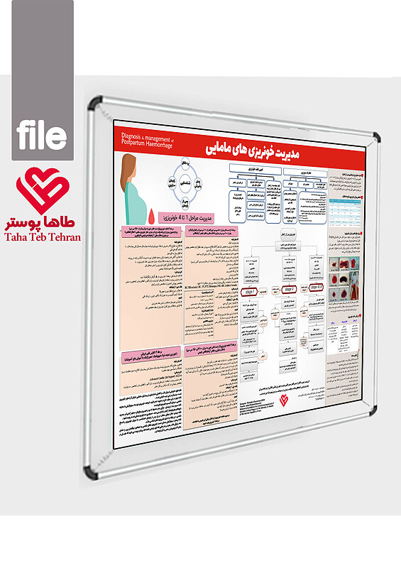 پوستر مدیریت خونریزی مامایی, مسیر بالینی خونریزی مادر, تشخیص خونریزی مادر , درمان خونریزی مادر پس از زایمان, clinical management , postparthom hemorrhages,پوستر خونریزی پس از سزارین