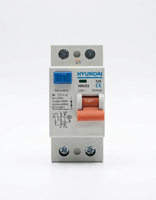 فیوز محافظ جان تکفاز 32 آمپر هیوندای | Hyundai 32A 2P RCCB Residual Current Breaker