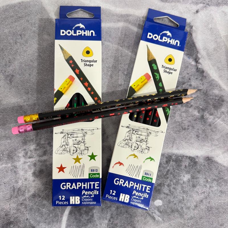 مداد مشکی ۱۲ عددی طرحدار دلفین