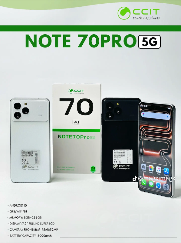 موبایل CCIT مدل NOTE 70 Pro با رم 8 و حافظه 256 گیگ