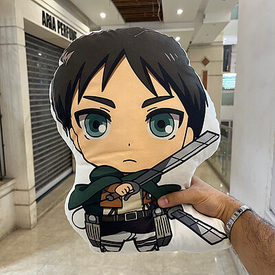 بالش انیمه اتک آن تایتان طرح ارن ییگر‌ (attack on Titan)سایز بزرگ دورو چاپ