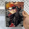 دفتر انیمه ناروتو سایزA5 کاغذ کرافت یا نخودی بدون خط،دفتر طراحی طرح پین اوچیها (Naruto)(Pain)