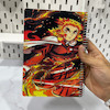 دفتر انیمه شیطان کش سایزA5 کاغذ کرافت یا نخودی بدون خط، طرح رنگوکو سان هاشیرای آتش (demon-slayer)(Kyojuro Rengoku)