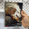 دفتر انیمه شیطان کش سایزA5 کاغذ کرافت یا نخودی بدون خط، طرح رنگوکو سان هاشیرای آتش (demon-slayer)(Kyojuro Rengoku)