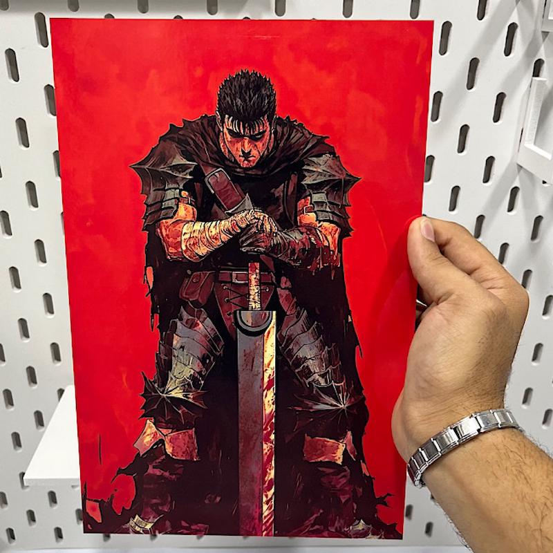 تابلو انیمه برزرک سایزA4 طرح گاتس 3 (Berserk)