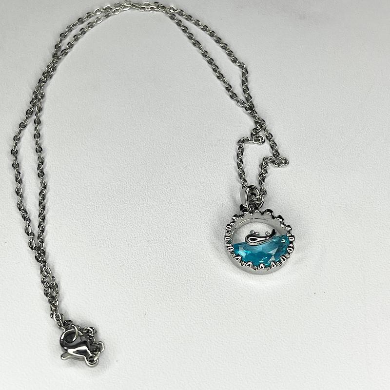 گردنبند سوارسکی جواهری زنانه ، گردنبند دلفین داخل دریا رنگ ثابت 