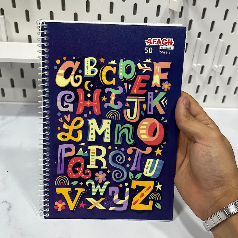 دفتر زبان انگلیسی ۵۰ برگ دفتر دوخط‌ جلد طلقی رنگ سرمه ای 3