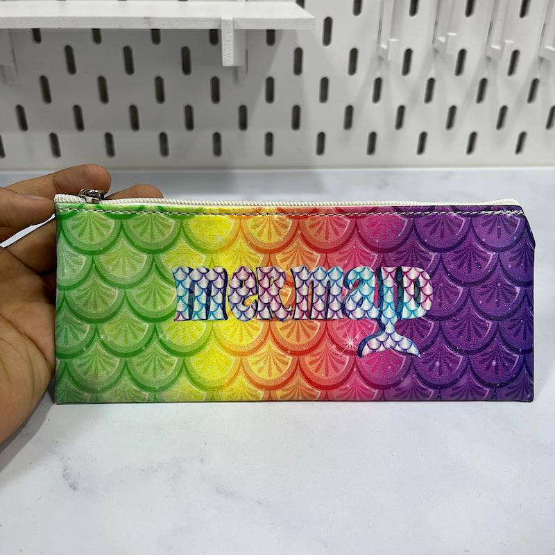 جامدادی رنگی طرح دُم پری دریای چرم مصنوعی