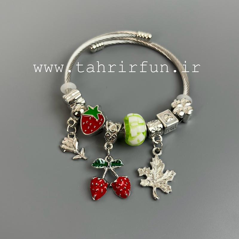 دستبند دخترانه پاندورا گلاس و گل فنری دستبند پینترستی