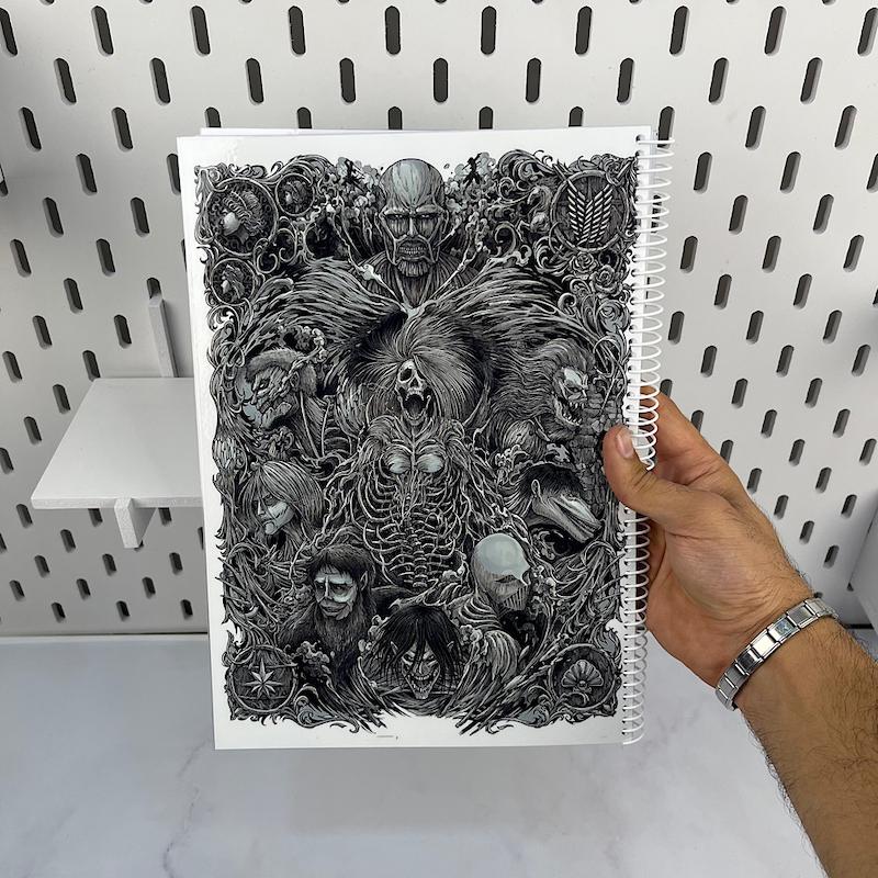 دفتر طراحی انیمه اتک آن تایتان ،دفتر اسکلت تایتان ها (attack on Titan) دفتر سایز A4 و ۱۰۰برگ