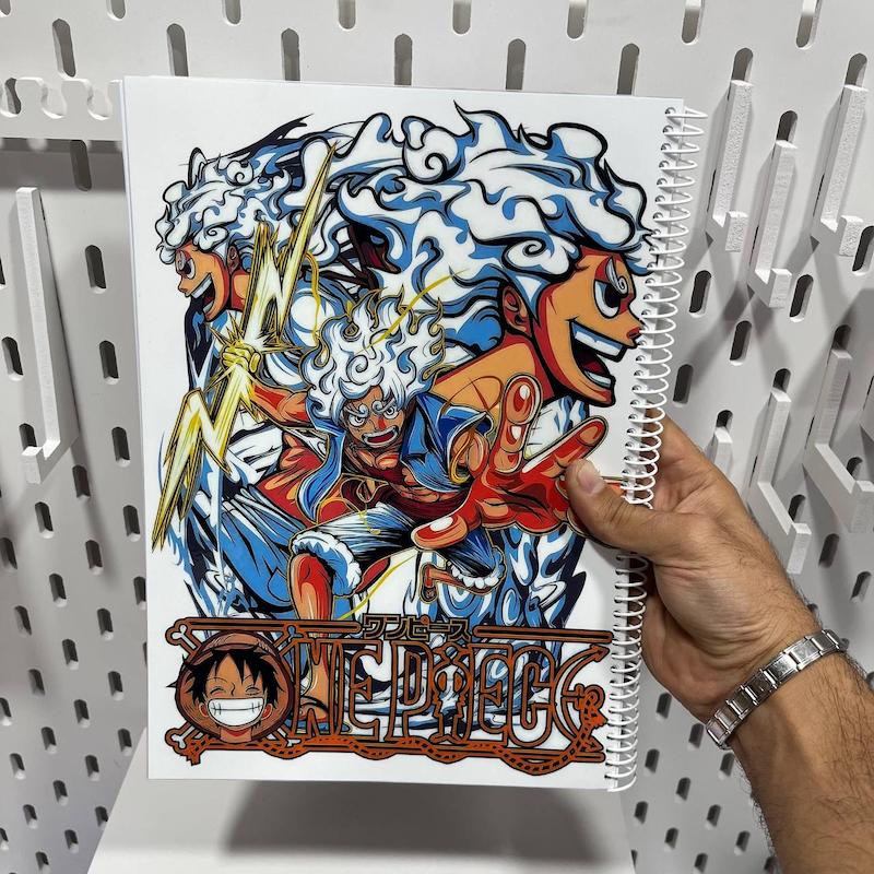 دفتر طراحی انیمه ای،دفتر نقاشی انیمه وان پیس طرح دنده پنج لوفی کلاه حصیری دفتر سایز A4 و ۱۰۰برگ