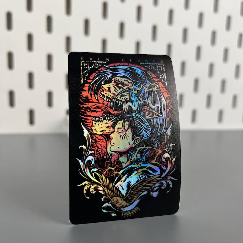 استیکر کارت هولوگرامی استیکر انیمه اتک آن تایتان استیکر ارن ییگر و تایتانش‌ (attack on Titan) استیکر عابربانک