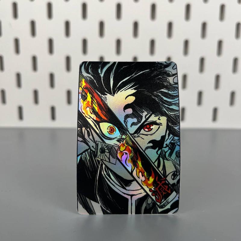 استیکر کارت انیمه شیطان کش طرح تانجیرو رنگوکو ، استیکر عابربانک هولوگرامی انیمه ای،