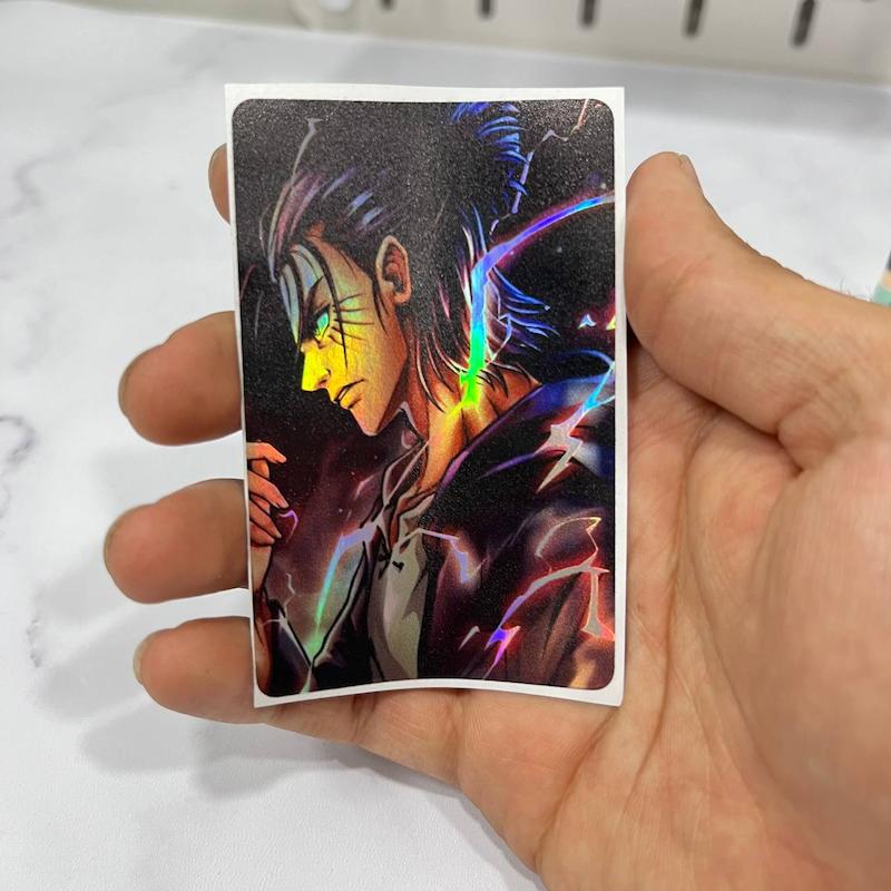 استیکر کارت انیمه اتک آن تایتان طرح ارن ییگر ، استیکر عابربانک هولوگرامی انیمه ای،