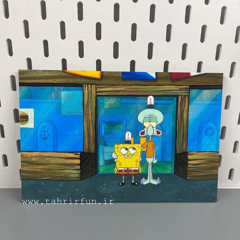 تابلو باب اسفنجی ،اختاپوس‌ و رستوران خرچنگ