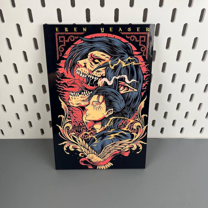 تابلو  شاسی A4 چوبی انیمه اتک آن تایتان طرح ارن ییگر (Eren Yeager)،(Attack on Titan)