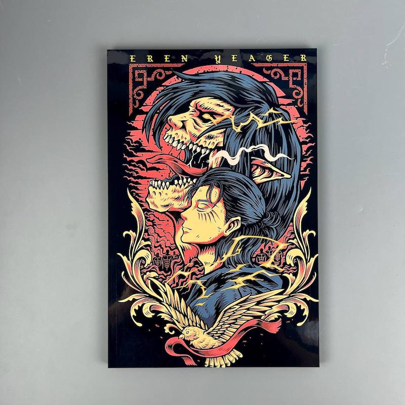 تابلو  شاسی A4 چوبی انیمه اتک آن تایتان طرح ارن ییگر (Eren Yeager)،(Attack on Titan)