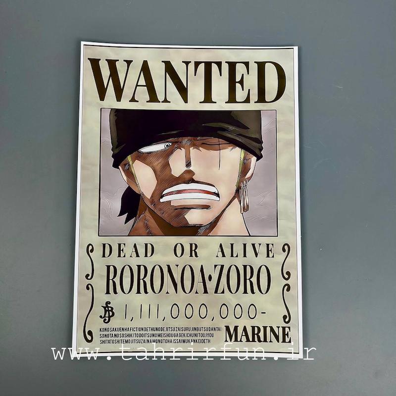 پوستر وانتد رورونوا زورو ، پوستر انیمه وان پیس (Vantad-Roronoa.zoro)one piece