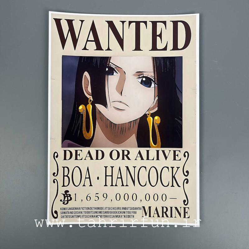 پوستر تحت تعقیب بوا هانکوک شیجیبوکای یا ملکه مارها ، پوستر انیمه وان پیس (WANTED-BOA-HANCOCK)one piece