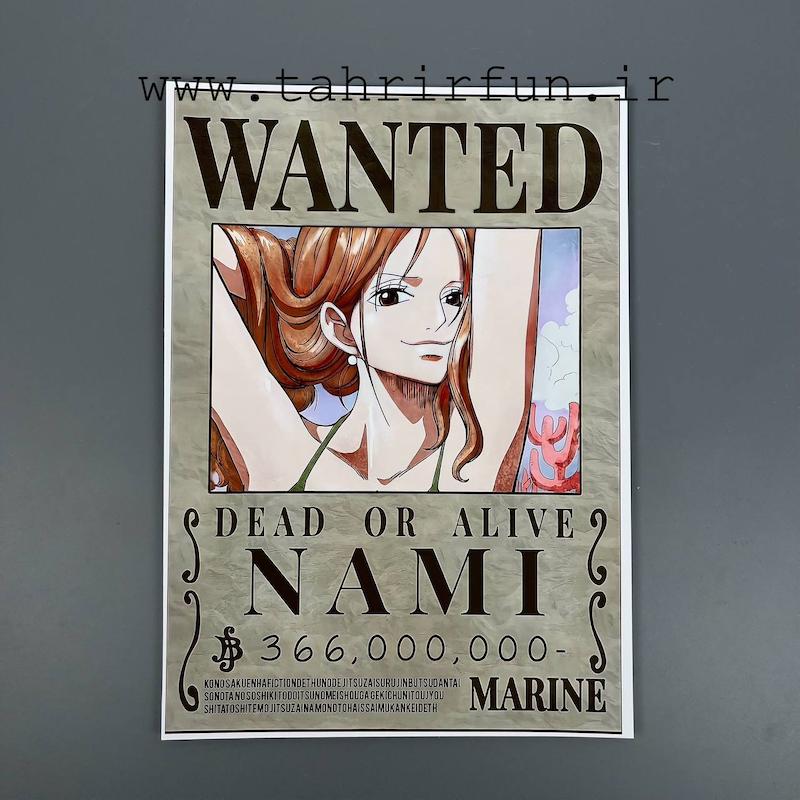 پوستر وانتد نامی ، یکی از خدمه کلاه حصیری ها ، پوستر انیمه ای ، وان پیس (WANTED-NAMI) one piece