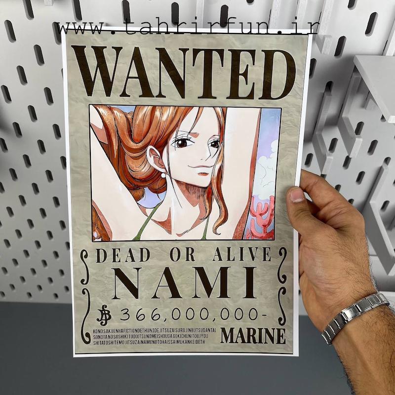 پوستر وانتد نامی ، یکی از خدمه کلاه حصیری ها ، پوستر انیمه ای ، وان پیس (WANTED-NAMI) one piece