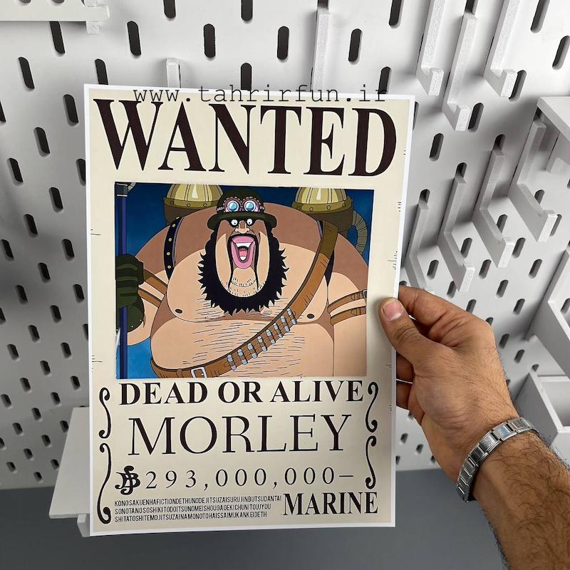پوستر وانتد مورلی یکی از عضو های انقلابیون ، پوستر انیمه ای وان پیس (WANTED-WANTED-MORLEY)one piece