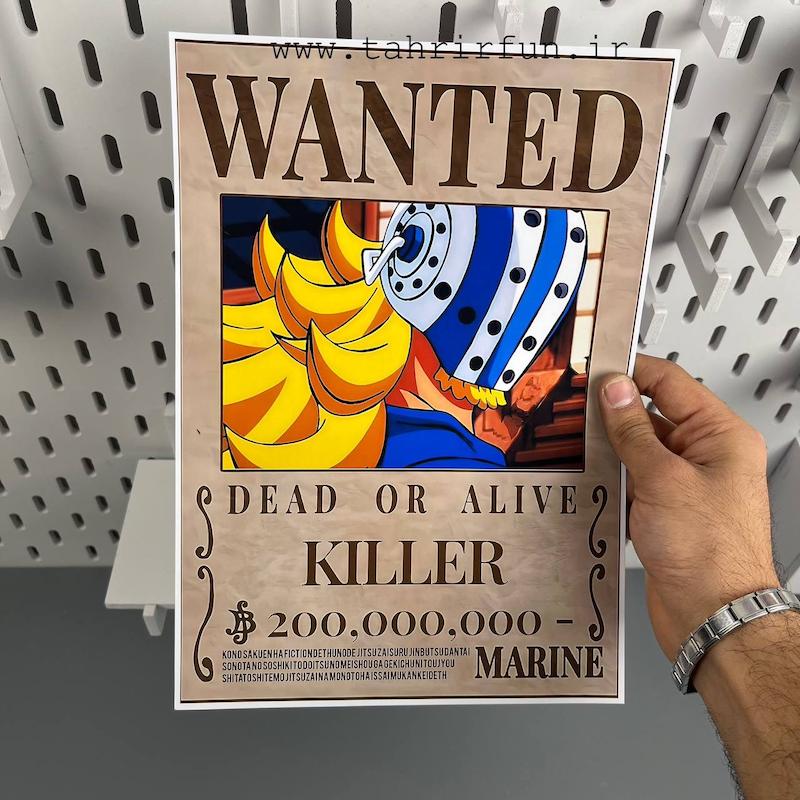 پوستر کیلر خدمه کاپتان کید ، پوستر انیمه وان پیس (WANTED-WANTED-KILLER)one piece