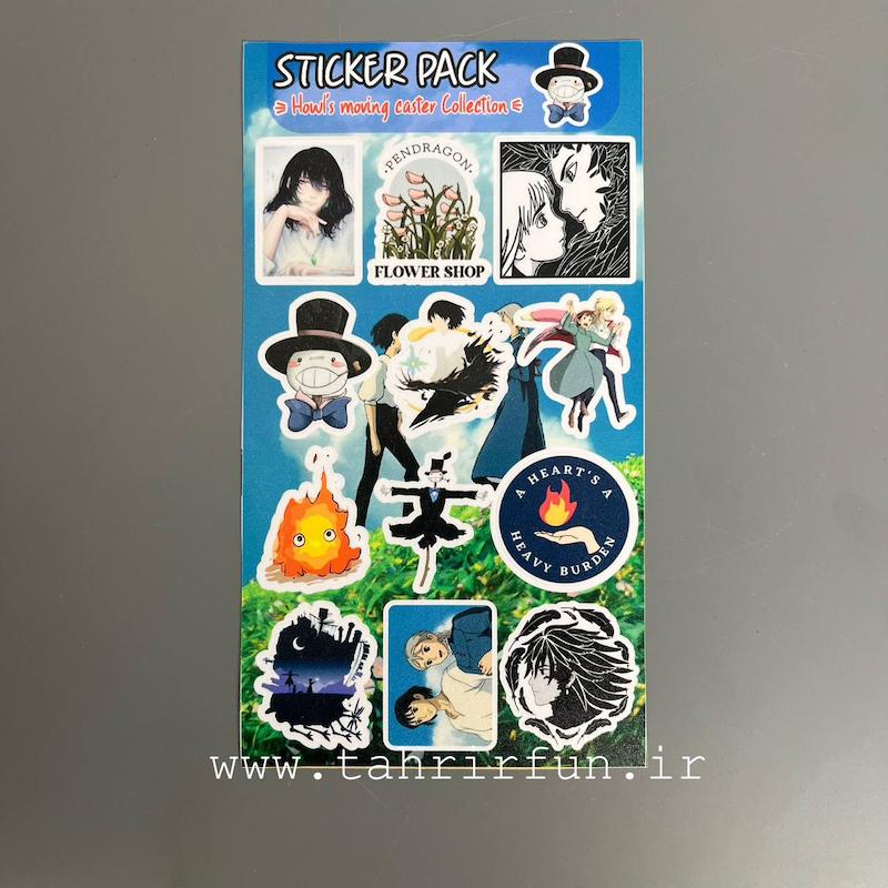 پک استیکر لپ تاپ و موبایل و ماشین  ضد آب و ضد خش قلعه متحرک هاول (Howl's Moving Castle)
