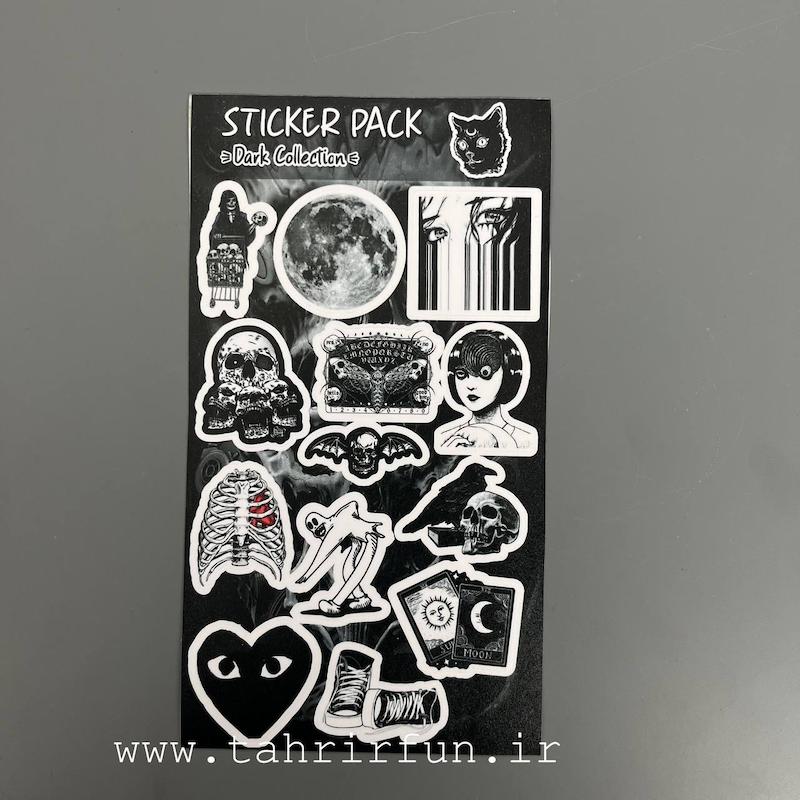 استیکر پکی دارک یا بلک ، استیکر پکی تم سیاه ،ضد خش و ضد آب مناسب برای لبتاپ و موبایل دارک ( DARK Collection)کد۱