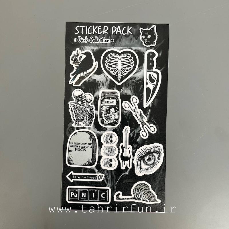 پک استیکر لپ تاپ و موبایل و ماشین ،ضد خش و ضد آب استیکر پکی  دارک ( DARK Collection)کد۲