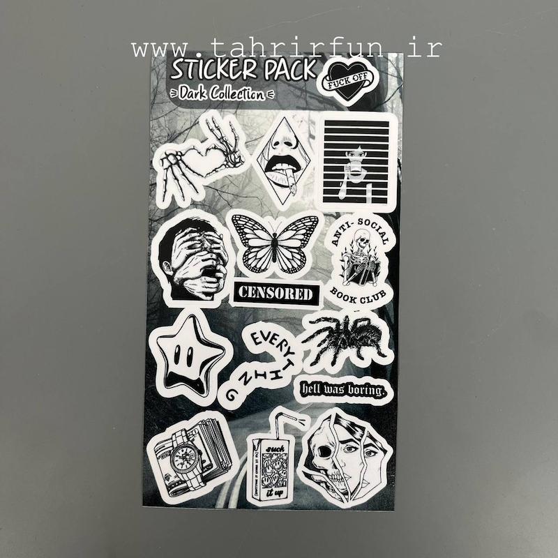 پک استیکر لپ تاپ و موبایل و ماشین ،ضد خش و ضد آب دارک ( DARK Collection)کد۳