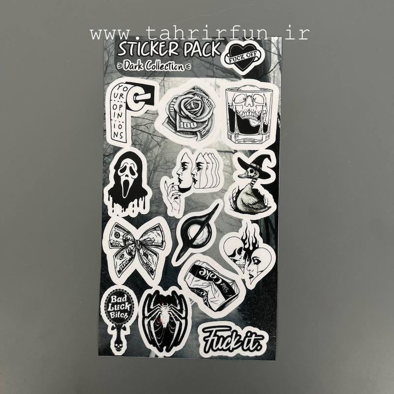 پک استیکر لپ تاپ و موبایل و ماشین ،ضد خش و ضد آب دارک ( DARK Collection)کد۴