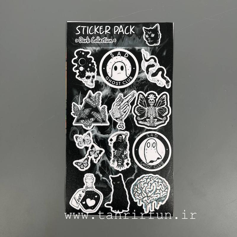 پک استیکر مشکی یا دارک ، استیکر پکی لپ تاپ و موبایل و ماشین ،ضد خش و ضد آب ( DARK Collection)کد۵