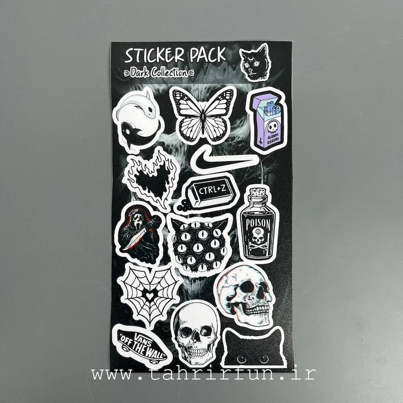 پک استیکر مشکی یا دارک ، استیکر پکی لپ تاپ و موبایل و ماشین ،ضد خش و ضد آب ( DARK Collection)کد۶