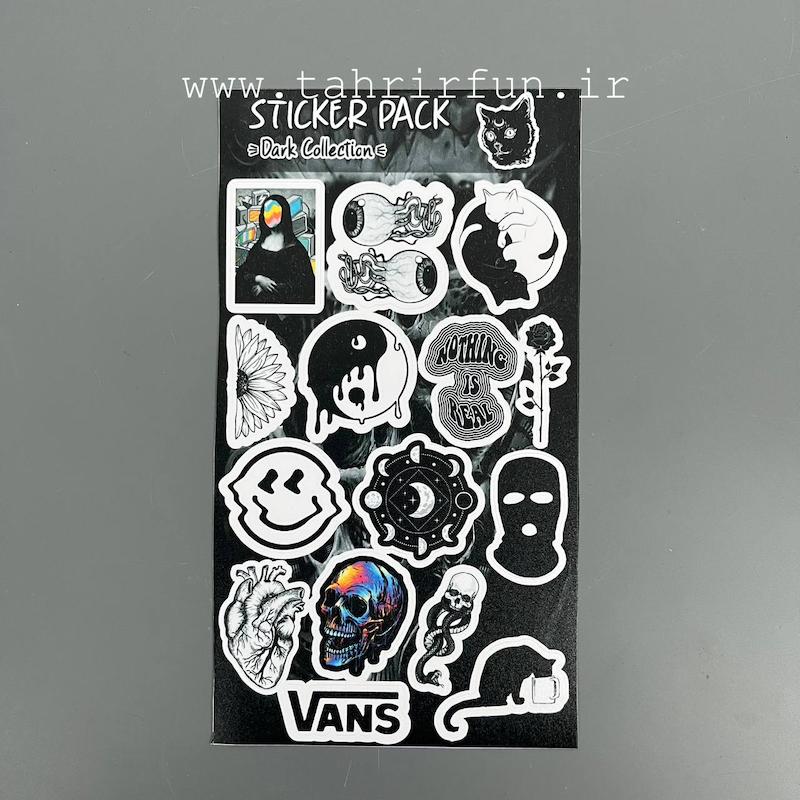 پک استیکر بلک ، مشکی یا دارک ، استیکر پکی لپ تاپ و موبایل و ماشین ،ضد خش و ضد آب ( DARK Collection)کد۹