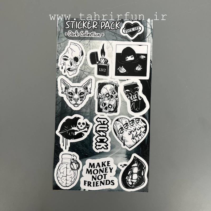 پک استیکر بلک ، مشکی یا دارک ، استیکر پکی لپ تاپ و موبایل و ماشین ،ضد خش و ضد آب ( DARK Collection)کد۱۰
