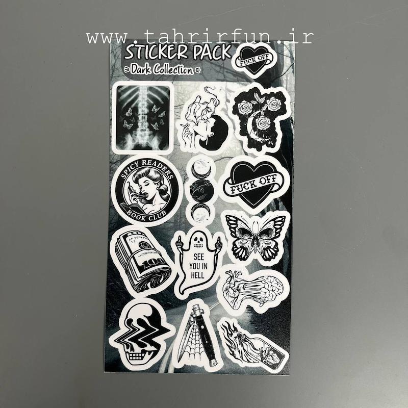 پک استیکر بلک ، مشکی یا دارک ، استیکر پکی لپ تاپ و موبایل و ماشین ،ضد خش و ضد آب ( DARK Collection)کد۱۲