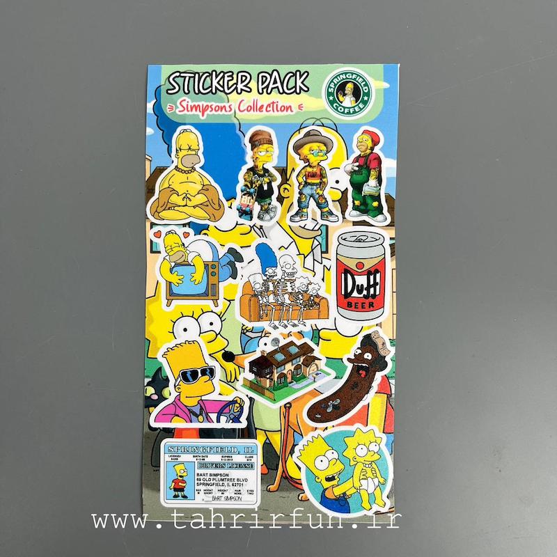 پک استیکر سیمپسون ، استیکر پکی لپ تاپ ، موبایل و ماشین ، ضد آب و ضد خش (Simpsons Collection)
