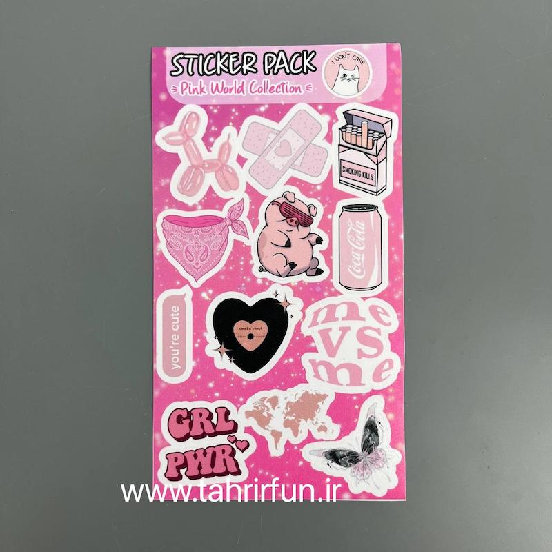  پک استیکر صورتی  ، استیکر پکی  دنیای صورتی لپ تاپ و موبایل و ماشین ضد آب و ضد خش ( PINK Collection)