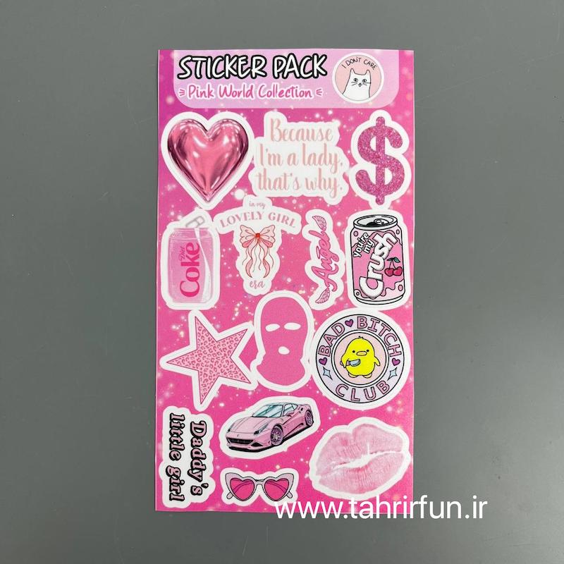  پک استیکر صورتی  ، استیکر پکی صورتی لپ تاپ و موبایل و ماشین ضد آب و ضد خش ( PINK Collection)