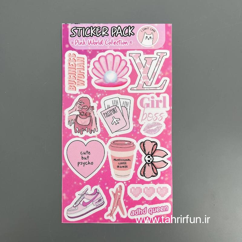  پک استیکر صورتی ، استیکر پکی صورتی  لپ تاپ و موبایل و ماشین ضد آب و ضد خش ( PINK Collection)
