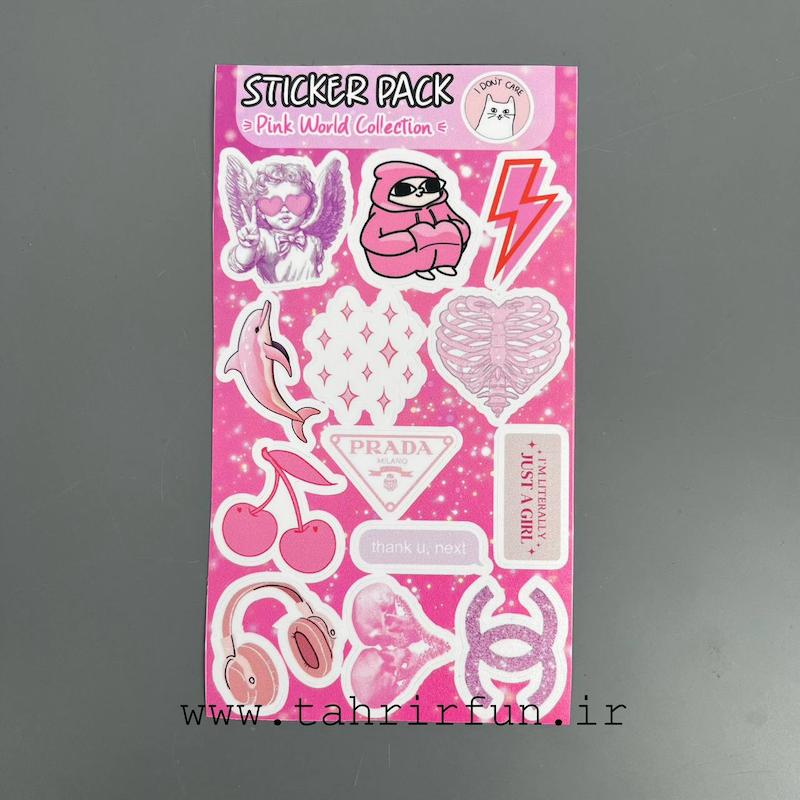  پک استیکر صورتی ، استیکر پکی صورتی لپ تاپ و موبایل و ماشین ضد آب و ضد خش ( PINK Collection)
