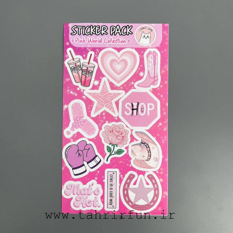  پک استیکر صورتی  ، استیکر پکی صورتی  لپ تاپ و موبایل و ماشین ضد آب و ضد خش ( PINK Collection)