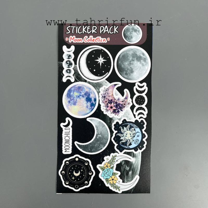 پک استیکر ماه ، استیکر پکی ماه لپ تاپ و موبایل و مایل ضد آب و ضد خش (Moon collection