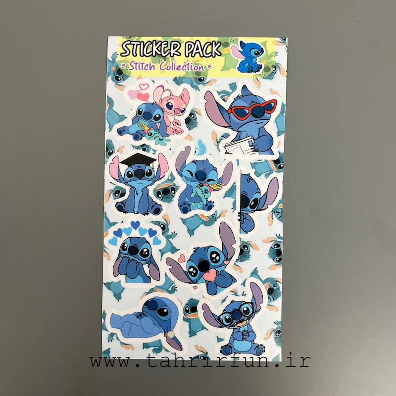 پک استیکر استیچ ، استیکر پکی استیچ آبی لپ تاپ و موبایل و ماشین ضد آب و ضد خش (Stitch Collection)