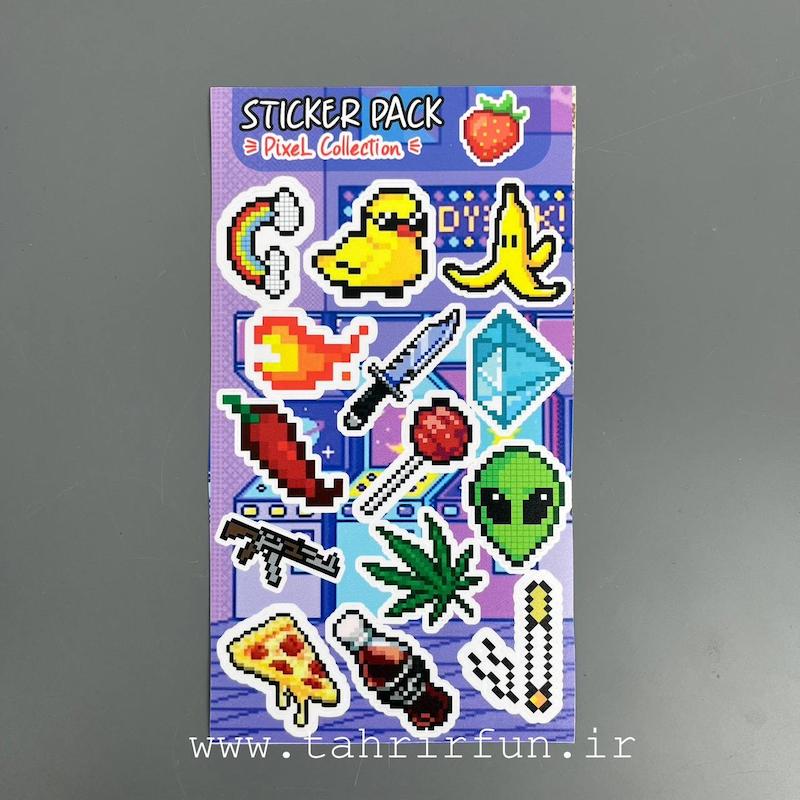 پک استیکر پیکسل پیکسلی ، استیکر پکی پیکسل  لپ تاپ و موبایل و ماشین ضد آب و ضد خش  ( PixeL Collection)