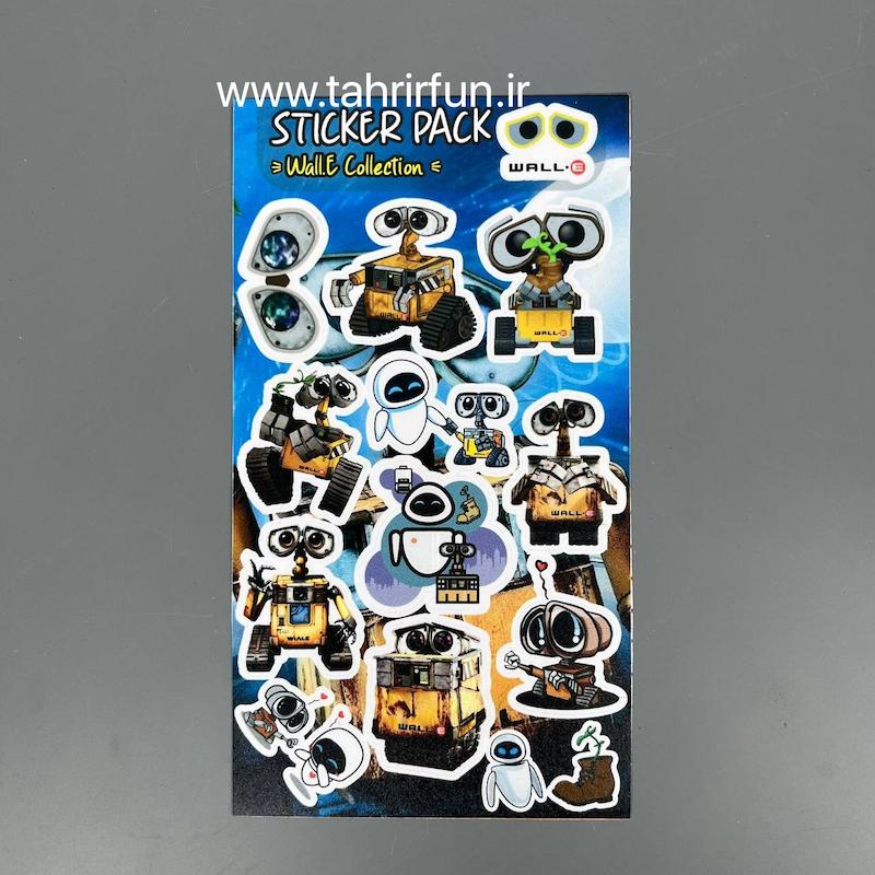 پک استیکر وال ای ، استیکر پکی وال ای لپ تاپ و موبایل و ماشین ضد آب و ضد خش  ( wall-E collection)