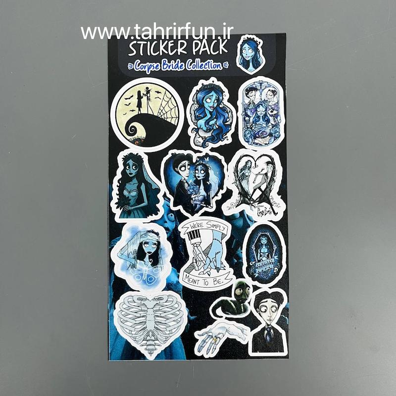 پک استیکر  عروس مرده ، استیکر پکی عروس مرده لپ تاپ و موبایل و ماشین ضد آب و ضد خش  (corpse Bride collection)