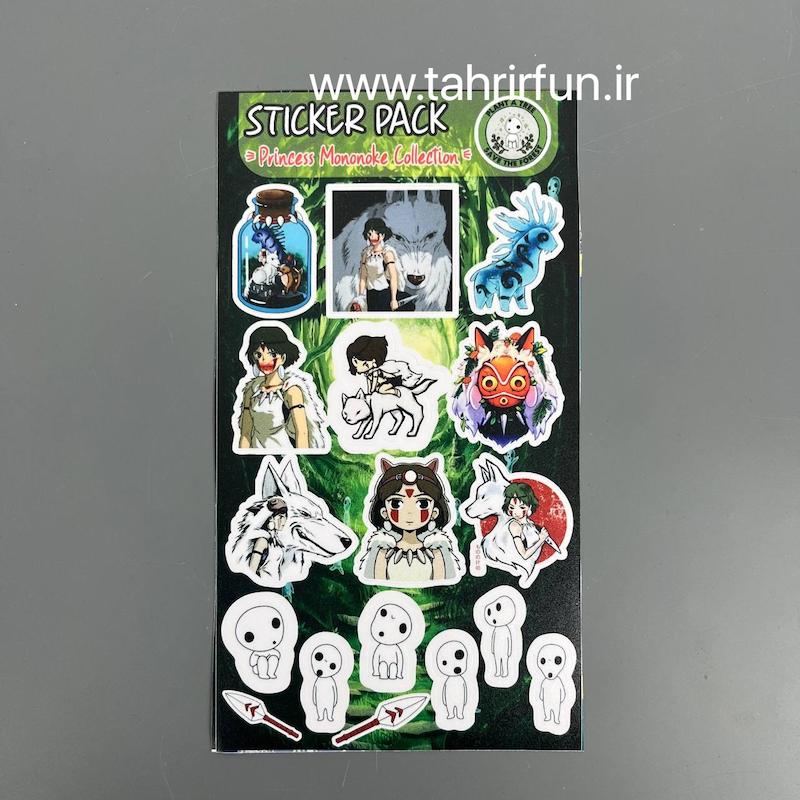 پک استیکر شاهزاده مونونوکه ، استیکر پکی شاهزاده مونونوکه  ضد آب و ضد خش (princess mononoke collection)