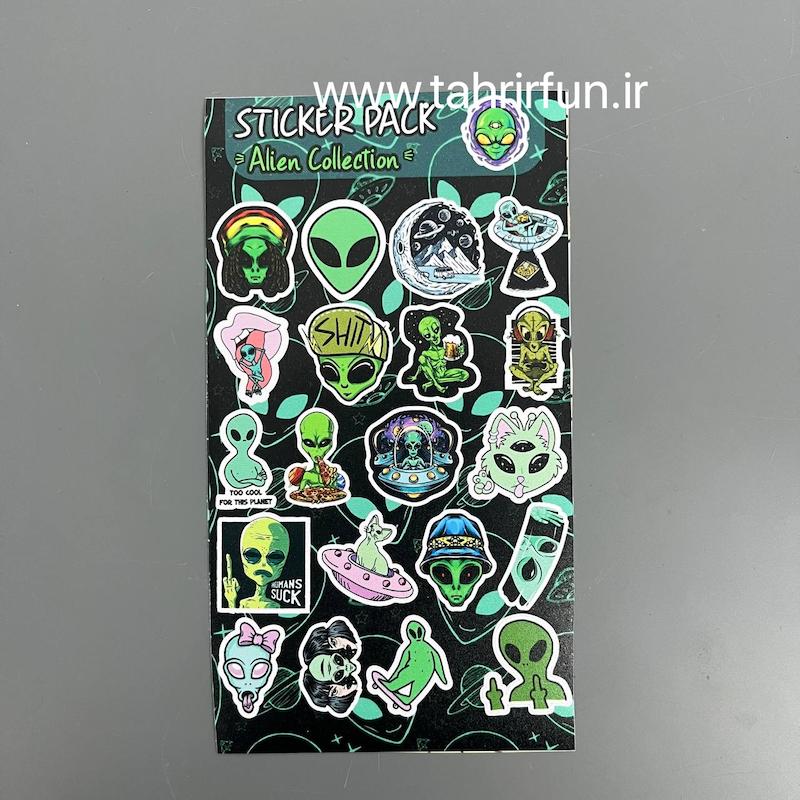 پک استیکر اِلین یا آدم فضایی ،استیکر پکی اِلین یا آدم فضایی ،ضد خش و ضد آب مناسب برای لبتاپ و موبایل (Alien Collection)